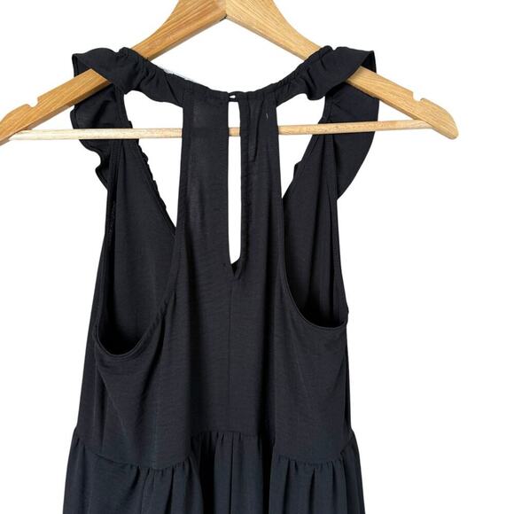 GibsonLook Summer Nights Ruffle Maxi Dress in Black Sleeveless w/ Pockets, XS - Picture 11 of 13